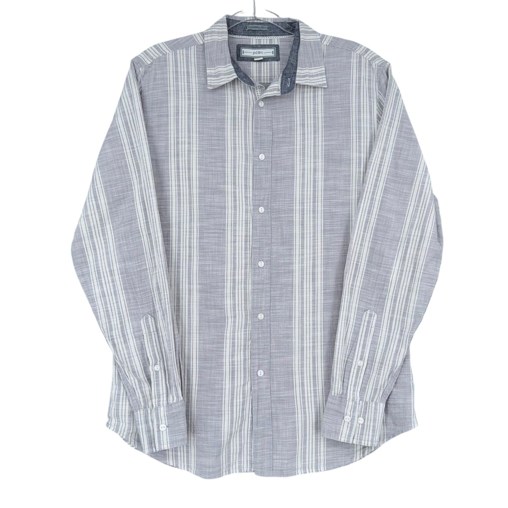 PD&Co‎ Men's Classic Fit Striped Long Sleeve Button Down Shirt Size L